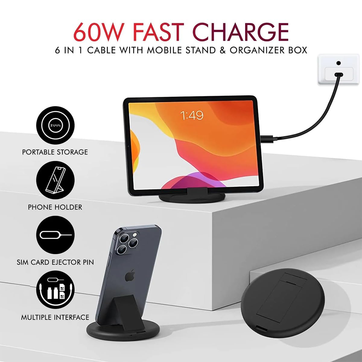 Multi-Function Mobile Phone Data Cable